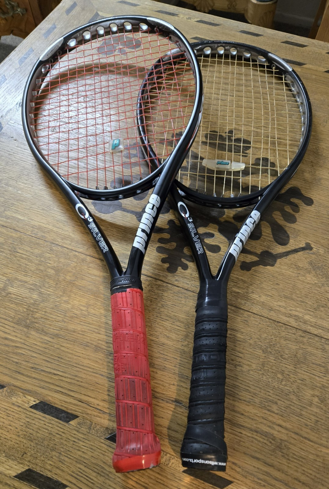 TWO Prince O3 SILVER Tennis Racquet Grip 5 oversize titanium tungsten