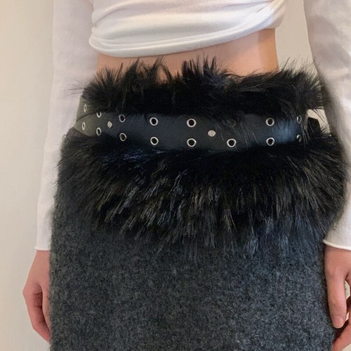 Ceinture en cuir fausse fourrure ceinture punk ceintures de taille pour robes et pantalons métal creux - Photo 8/18