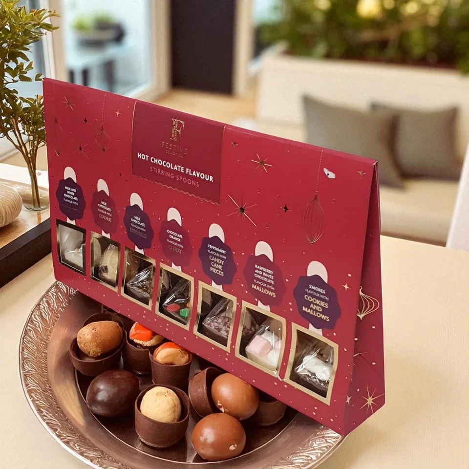 Festive Hot Chocolate Stirring Spoons Gift Set 7 Assorted Flavours Christmas Box - Image 4 of 4