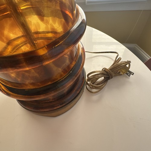 Vintage Paul Hanson Mid Century Modern Brown tortoise blown glass column lamp - Picture 17 of 17