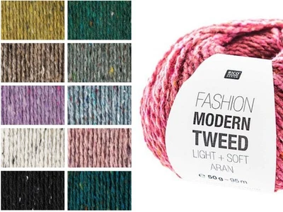 RICO-DESIGN RICO FASHION MODERN TWEED LIGHT + SOFT ARAN Viskose Noppen (50g, Farbauswahl)