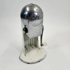 Ice-O-Matic Ice Crusher Vintage Whitw & Stainless-Steel Hand Crank Vintage 1950s