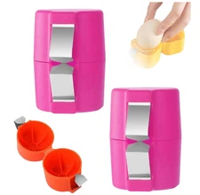 2026 Upgraded Stainless Steel Egg Shell Opener – Multifunctional 2PCS Pink