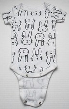 Infant Baby Girls 0-3 Months Gerber White Black Bunny Shirt
