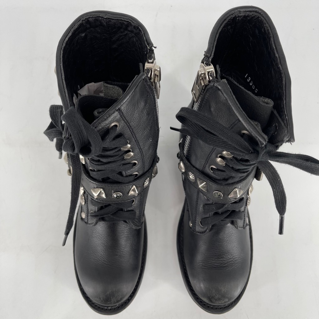 ASH Womens Boots Black Studded Round 
