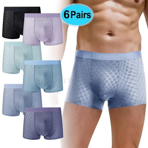 6 Pack Mens Boxer Briefs Cool fiber Comfort Underwear Shorts Trunk Size L-4XL - Picture 1 of 19