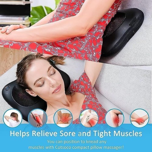 Portable Massage Pillow Neck and Back Massager with Heat,Deep Tissue 3D Kneading - Picture 7 of 9