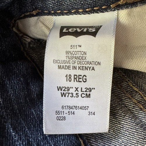 Levi’s 511 Jeans Girls 18 29x29 Slim Straight Mid Rise Blue Medium Wash Denim - Picture 7 of 14