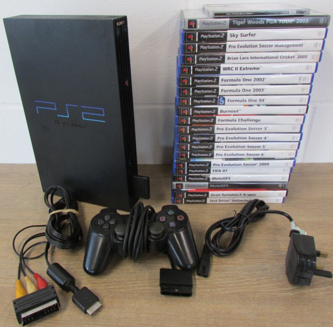 Sony PlayStation 2 PS2 SCPH39004 Black Games Console w/ 20 Games