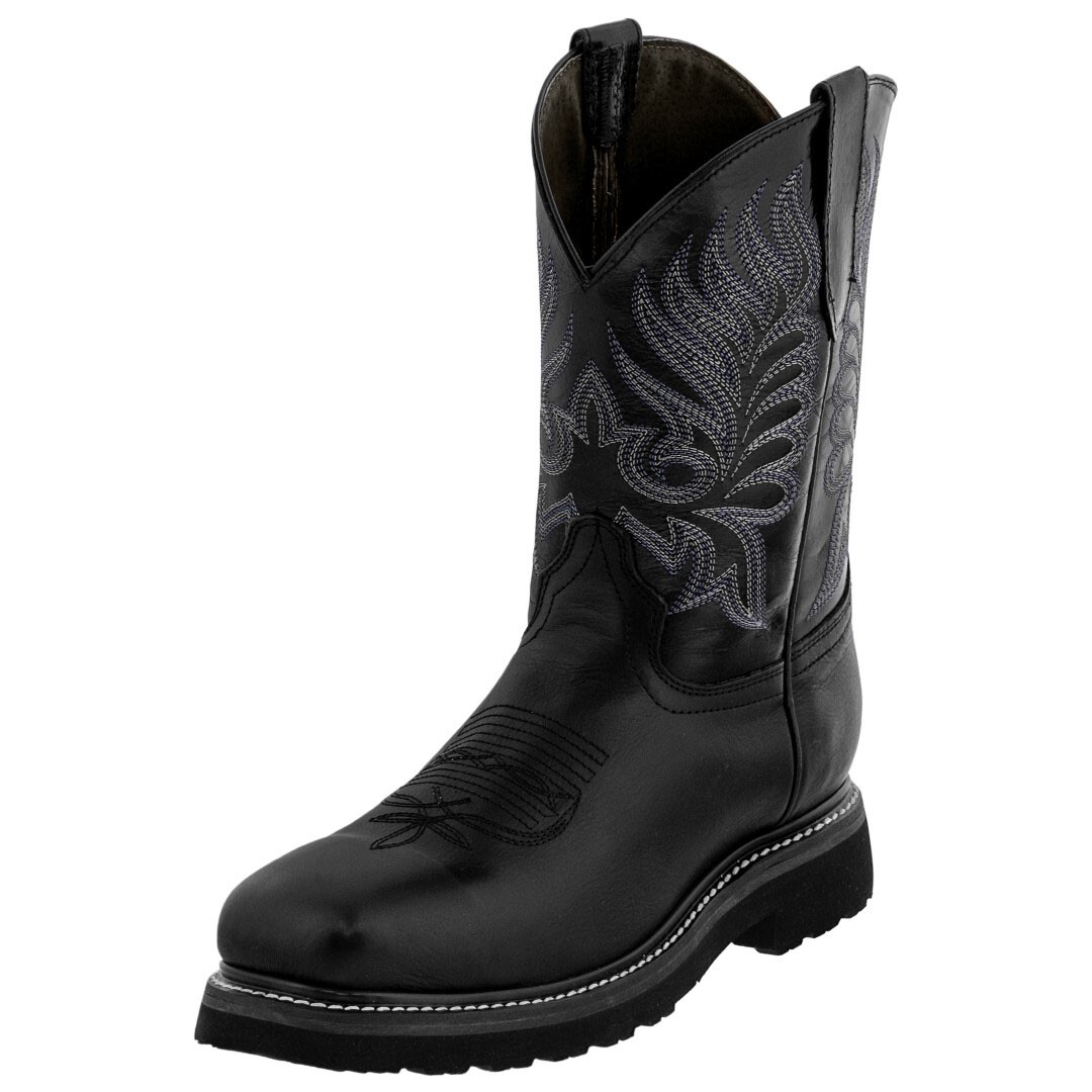 leather black work boots