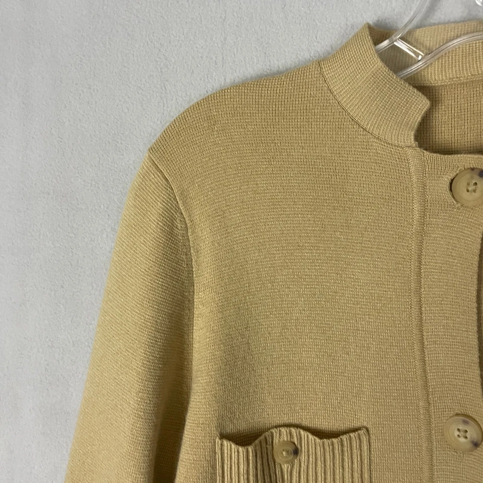 Cárdigan Suéter Bill Blass New York Talla Mediana Tostado Cachemira Bambú Abotonado Foto 2 de 4
