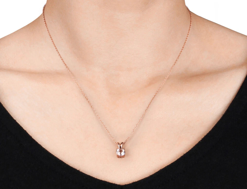 Juego de colgantes y pendientes de morganita de plata de ley rosa de 1,80 quilates (ctw) Foto 2 de 4