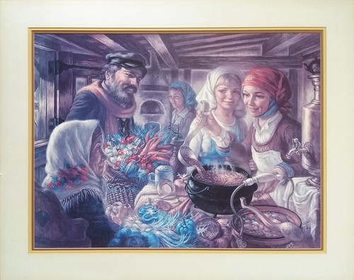 Shabbat Scene Virginia Dan “Making of the Cholent” Artist's Proof Print Signed
