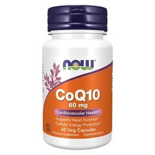 NOW FOODS CoQ10 With Vitamin E& Lecithin- 60 mg -60 Veg Capsules-  free ship