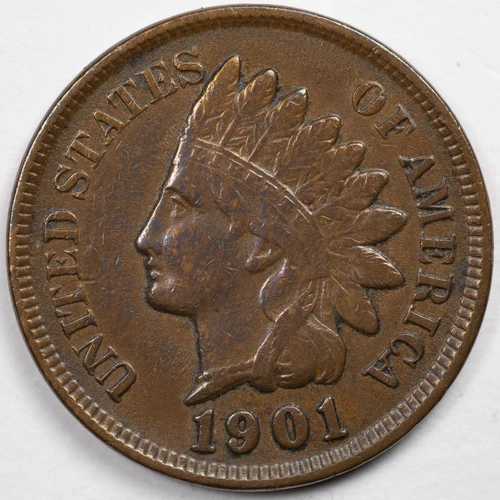 1901 Extremely Fine (XF) Indian Head Penny Cent