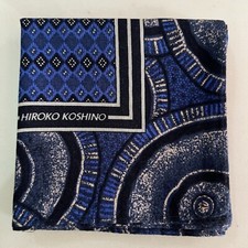 MAN HANKY BLUE GEOMETRICS SPIRAL CLASSIC COTTON VTG POCKET ART SQUARE 17   JP101