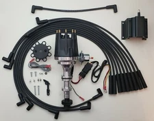 CADILLAC 390 365 331 SMALL CAP HEI Distributor + BLACK PLUG WIRES + 50K COIL