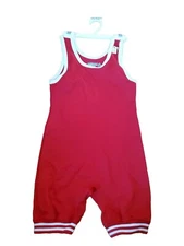 Matman Wrestling Company Singlet Red/White Once Piece Shorts - Size Youth L