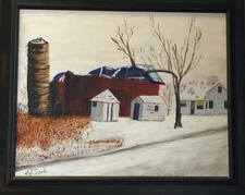 "Red Acres" by John Senk Original Oil Painting w/frame 16" x 20"