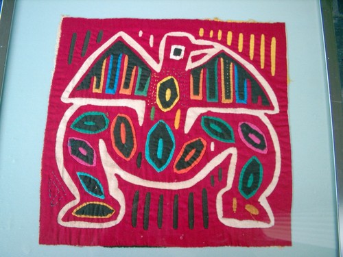 FRAMED 15.5" BY 15.5" TRADITIONAL MOLA PANAMA CUNA (KUNA) NATIVE HAND STITCH - Picture 2 of 9