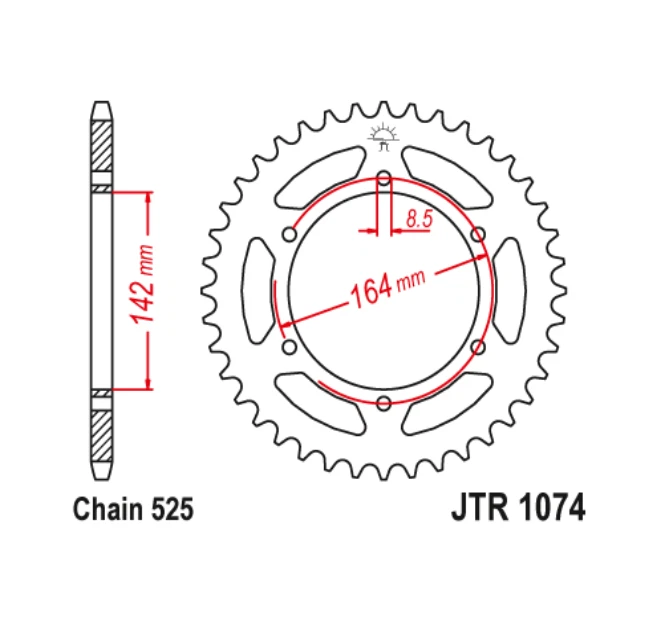 Piñón trasero JT JTR1074 44T se adapta a Hyosung GT650 S Comet 2009 Foto 2 de 2