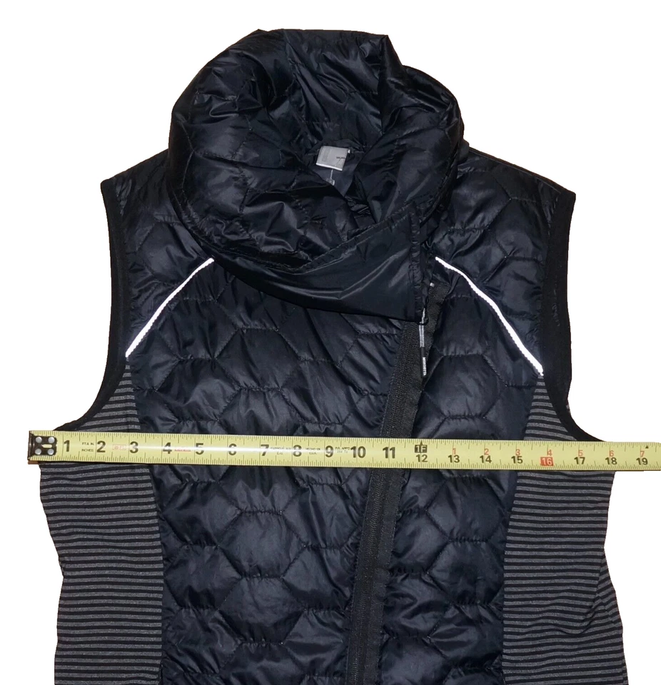 Chaleco MONDETTA Negro y Gris Acolchado Plumón y Tejido Elástico GRANDE Foto 3 de 4