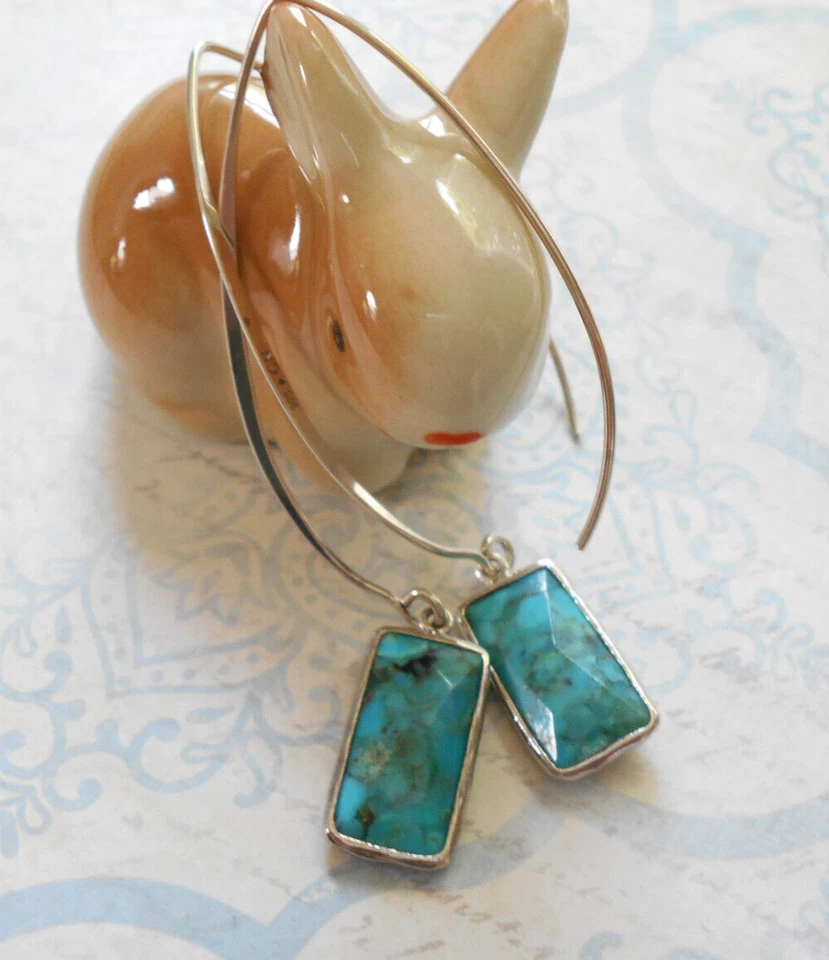 Pendientes colgantes de gancho de turquesa comprimida de ley Silpada W3379 E44-49 Foto 2 de 4