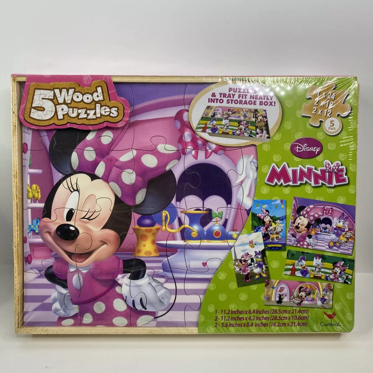Minnie Mouse 5 Wood Puzzles Brand New Sealed Cardinal Disney Junior