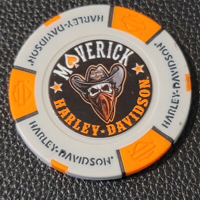 MAVERICK HD ~TEXAS (Gray/Orange Full Color) Harley Davidson Poker Chip