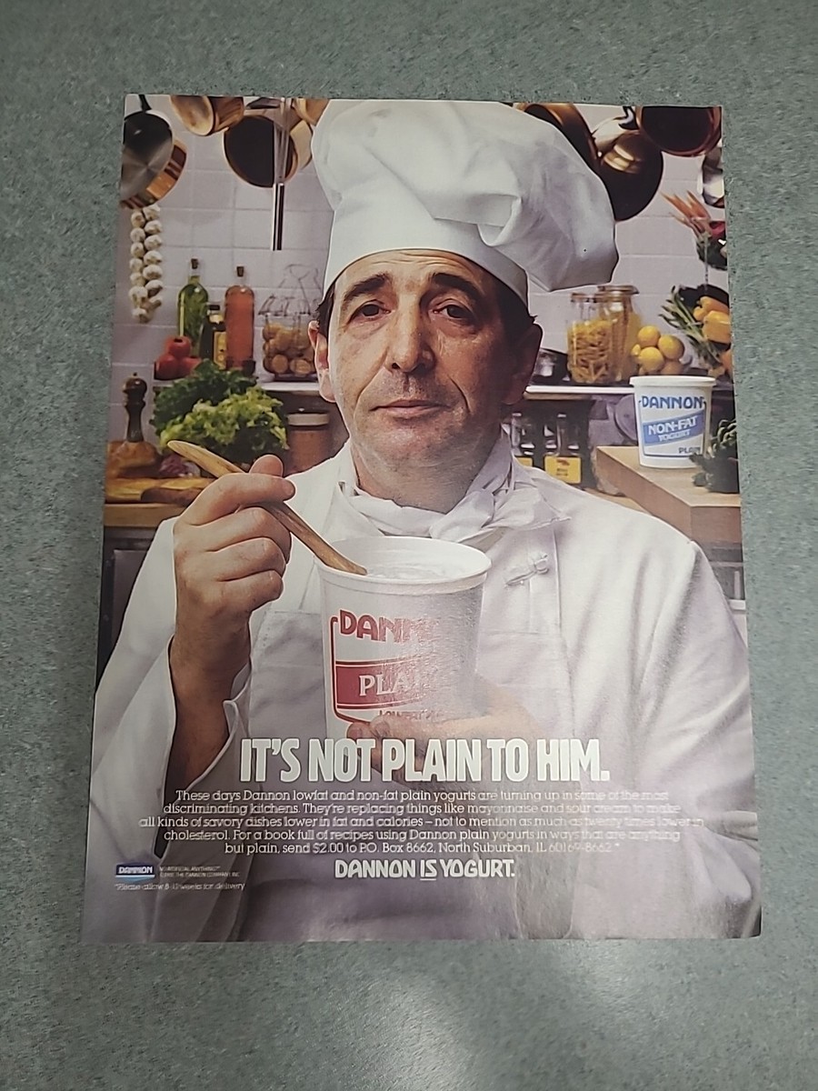 Dannon Yogurt Chef Vintage Print Ad 1988 8x11 Great To Frame | eBay dannon-yogurt-chef-vintage-print-ad-1988-8x11-great-to-frame-ebay