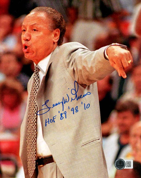 LENNY WILKENS SIGNED AUTOGRAPHED 8x10 PHOTO CAREER WINS LEADER RARE BECKETT BAS 