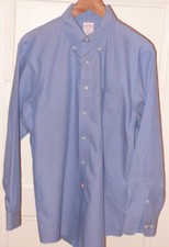 BROOKS BROTHERS Men's Blue Regular Fit Non Iron Cotton Dress Shirt Sz 16 1/2-4/5