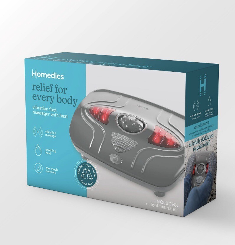 Homedics Vibration Foot Massager with Soothing Heat, Gray