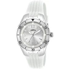 Invicta Women's Watch Angel Silver Tone Dial White Silicone Strap Quartz 17479