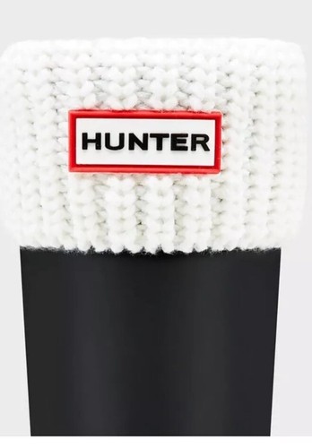 KIDS HALF CARDIGAN KNITTED CUFF BOOT SOCKS IN WHITE BY HUNTER BOOTS Size M - Picture 2 of 5