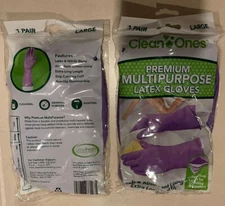 2 Pairs Clean Ones Premium Multi Purpose Rubber Gloves hand dish washing Large