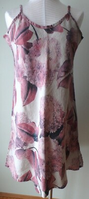 FLAX  Designs  Linen    Dress    M   &    L    NWOT  Bias Slip  Khaki  Hydrangea