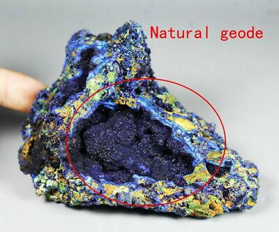Natural Rare Glittering Azurite Malachite Geode Mineral Specimen/From Laos