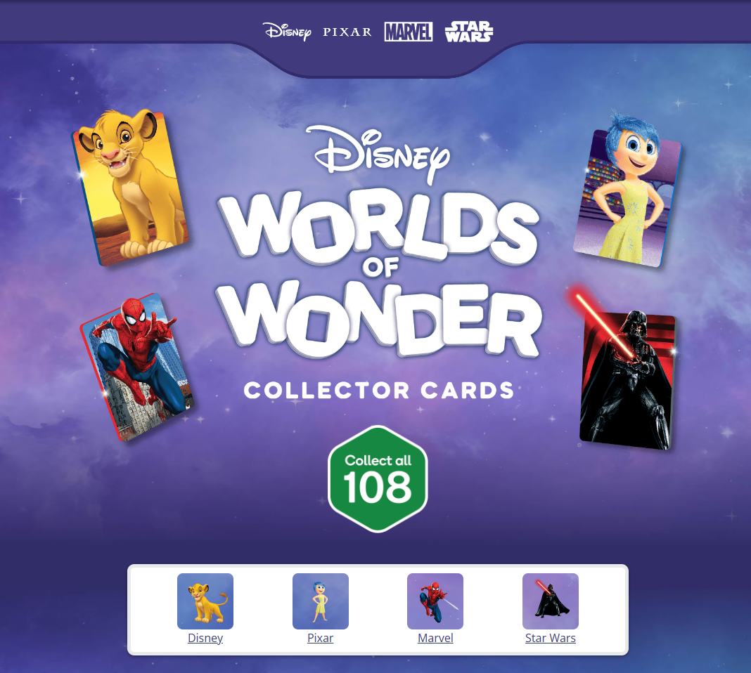 2024 Woolworths Disney Worlds of Wonder Collector Cards 108 Pick