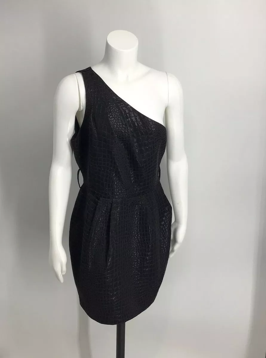 Forever 21 One Shoulder Snakeskin Large Black Dress eBay