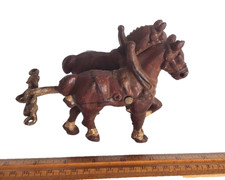 Antique Kenton Cast Iron Draft Horse Pair W/Buggy Wagon Hitch Pulling Eveners 6"