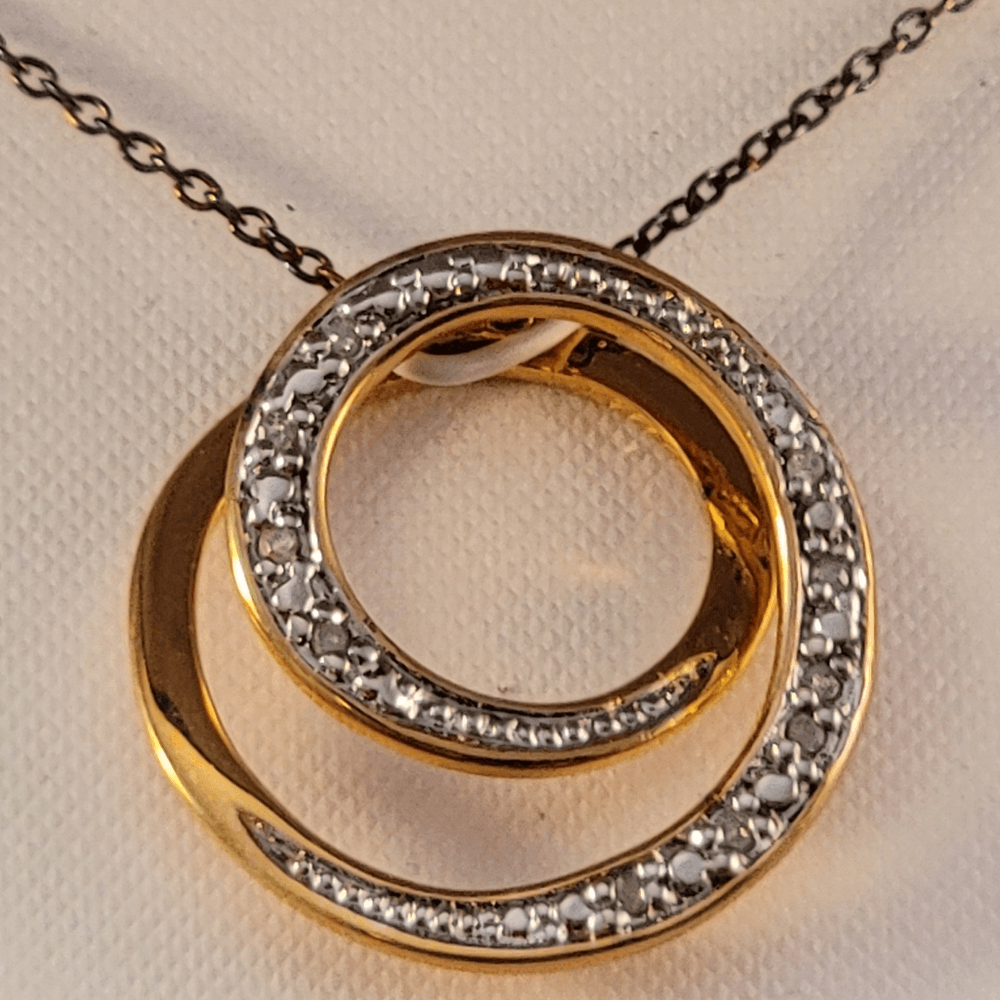 Gold Over Sterling Genuine Diamond Double Circle Pendant Gold Over Sterling Genuine Diamond Double Circle Pendant