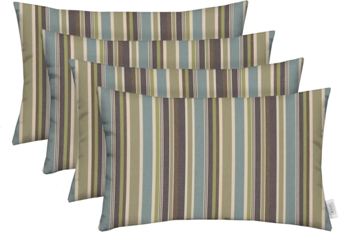 : Sunbrella Lumbar Throw Pillows Set of 4 | 20” X 12" | Water and Fade-Resistant