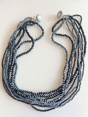 Park Lane Jet Black Glass Rhinestone 3 Way Necklace Magnetic Clasp - Picture 2 of 8
