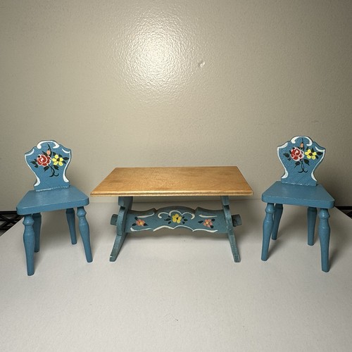 Vintage 1950s Dora Kuhn Hand Painted Dollhouse Furniture Kitchen Table & Chairs - Picture 2 of 18