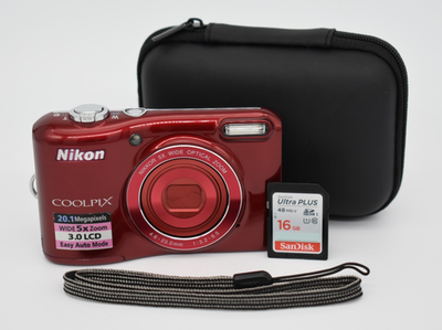 Nikon Coolpix L28 Red Y2K Compact Digital Camera 5x Zoom 20MP