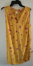 Yellow Old Navy Dress Medium Ladies Sleeveless Pink Floral Short Shift