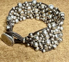 Uno de 50 "Crazy Goat" Silver Plated Multi Strand Beaded Bracelet 8.5” Lot#277