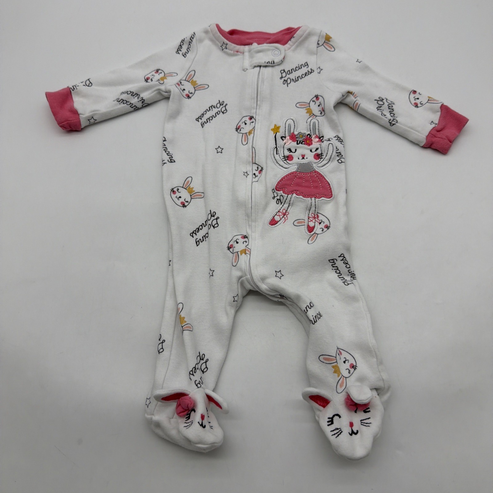 Koala Baby One Piece Toddler Girls 0-3M White Aop Embroidered Full Zip.#38983