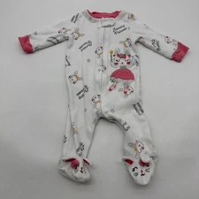 Koala Baby One Piece Toddler Girls 0-3M White Aop Embroidered Full Zip.#38983